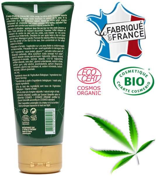 Crème pieds huile de chanvre bio – réparation et confort immédiats
