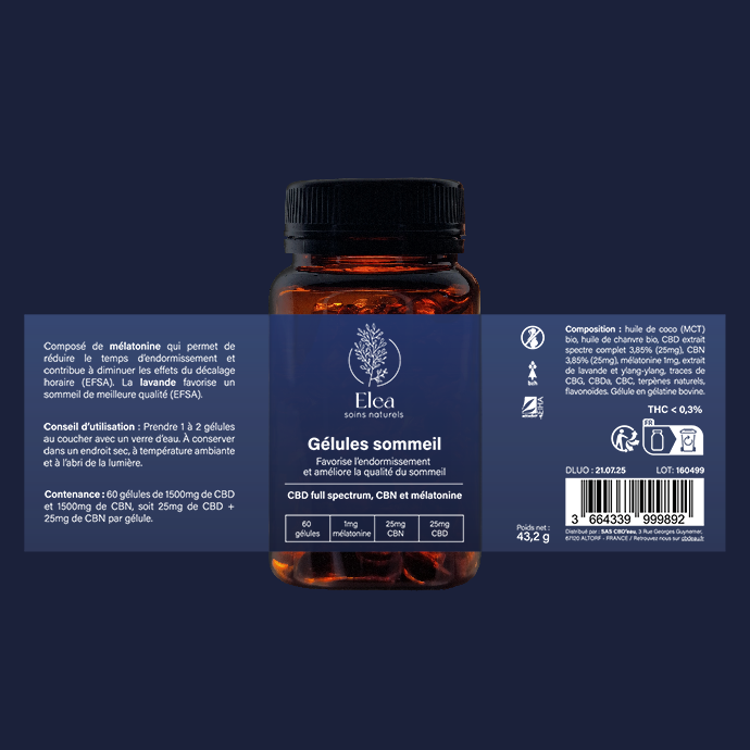 Gélule CBD sommeil ELEA – nuits paisibles, endormissement naturel