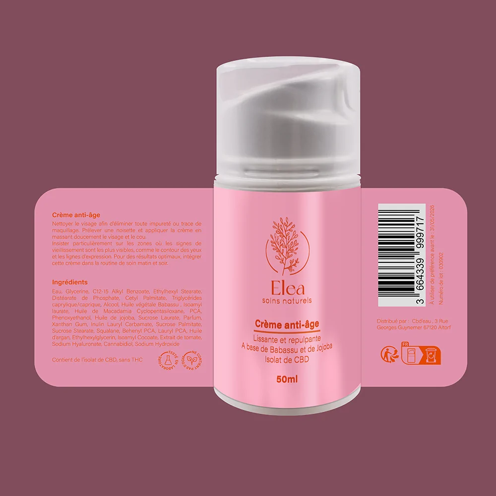 Crème anti-âge CBD ELEA – jeunesse visiblement retrouvée, effet liftant