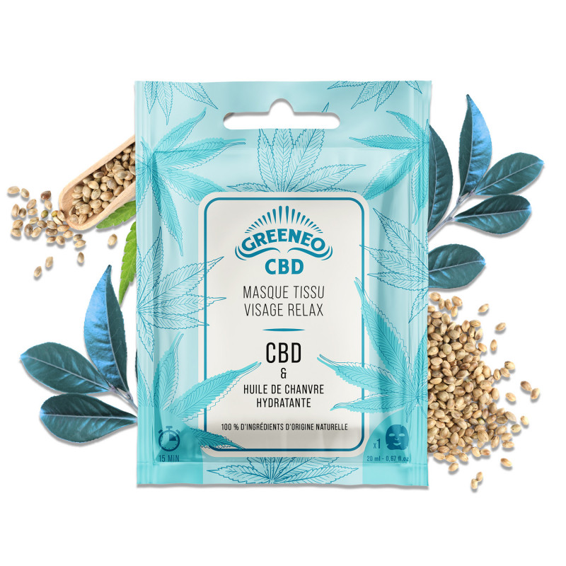 Masque tissu CBD relaxant visage – éclat, hydratation et apaisement