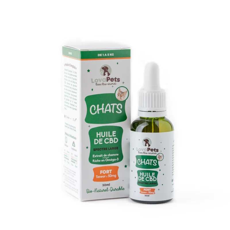 Huile CBD bio 50mg chat – bien-être naturel, apaisement assuré