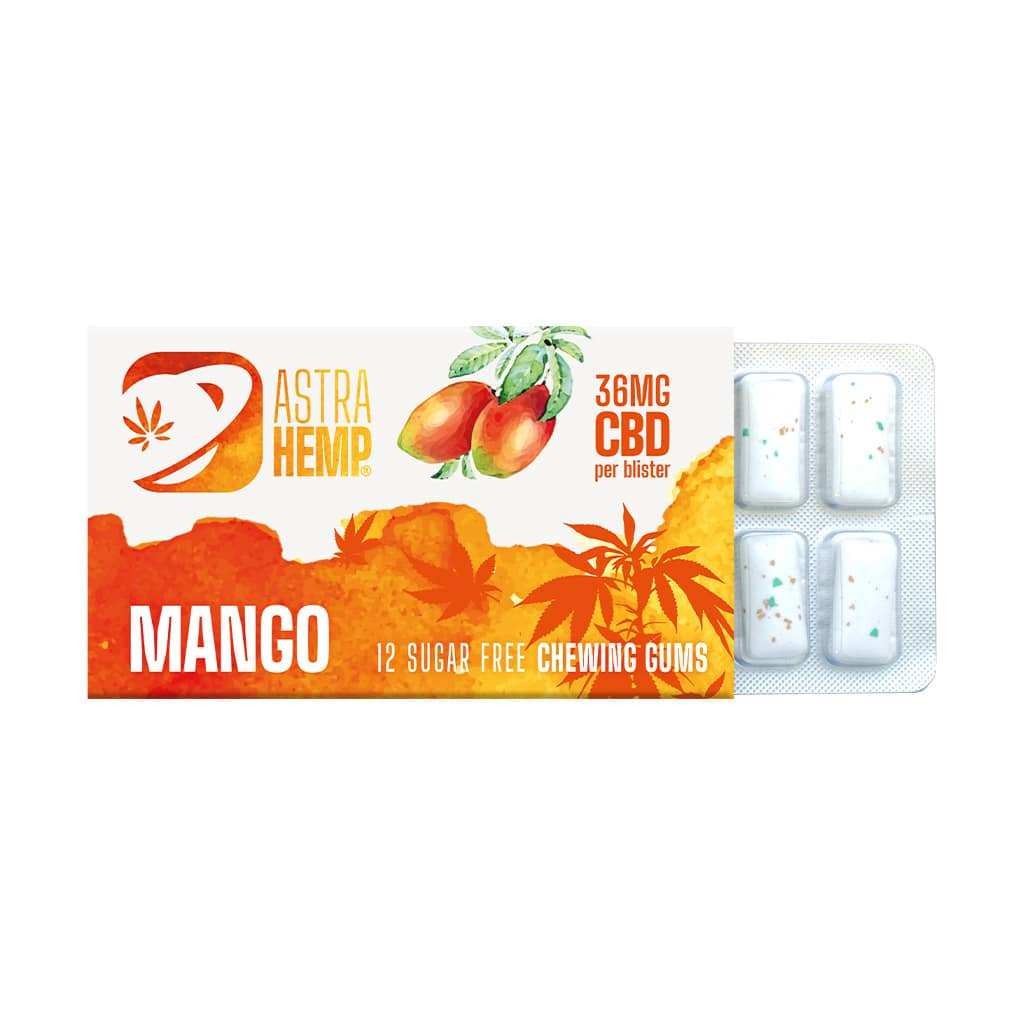 Chewing-Gum CBD Mangue Astra Hemp – 36 mg, 100% légal
