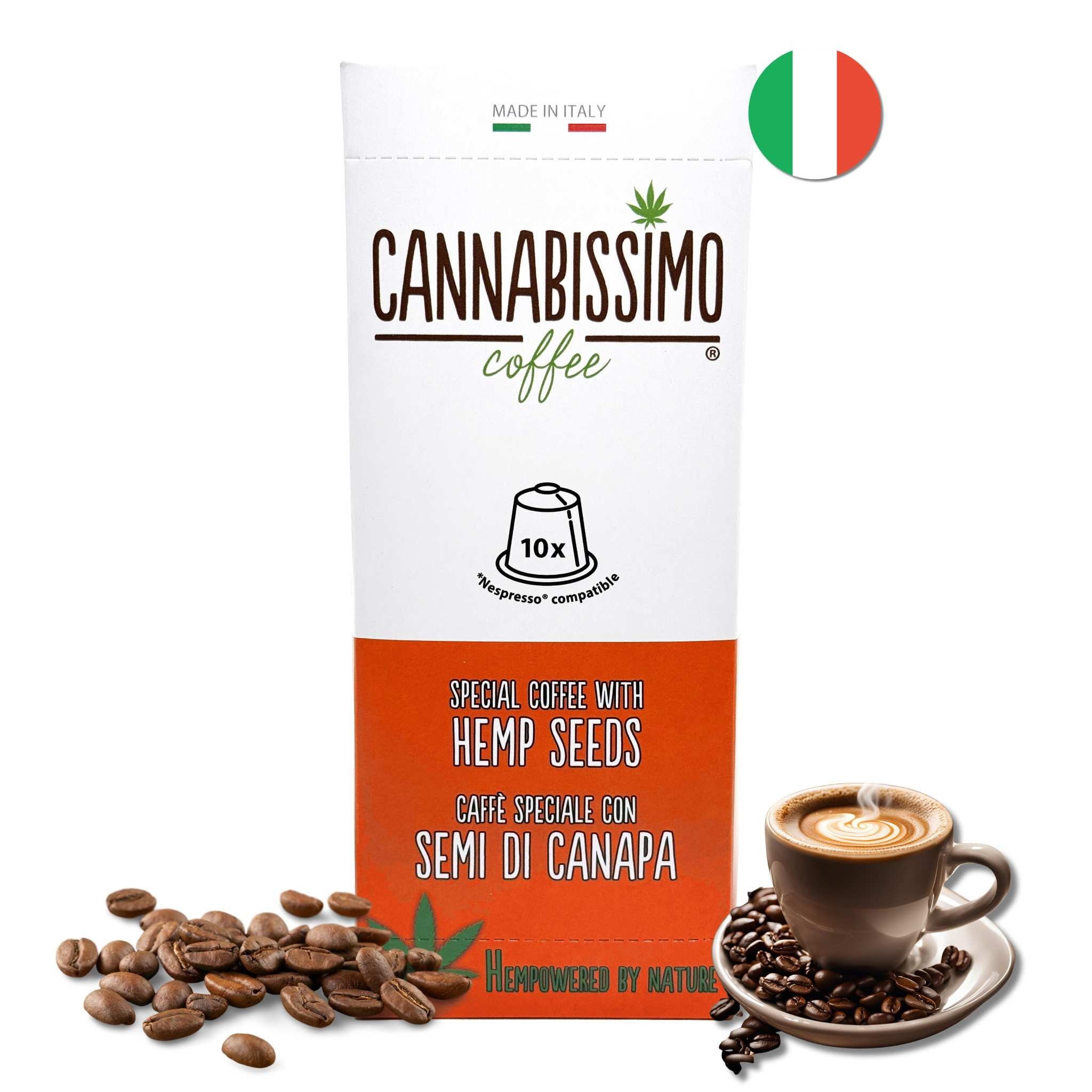 Café aux graines de chanvre Cannabissimo – Capsules, Grains et Moulu