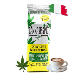 Café feuilles de chanvre Cannabissimo | Capsules, dosettes & café moulu italien