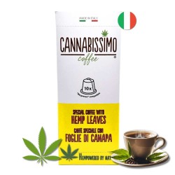 Café feuilles de chanvre Cannabissimo | Capsules, dosettes & café moulu italien