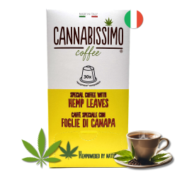 Café feuilles de chanvre Cannabissimo | Capsules, dosettes & café moulu italien
