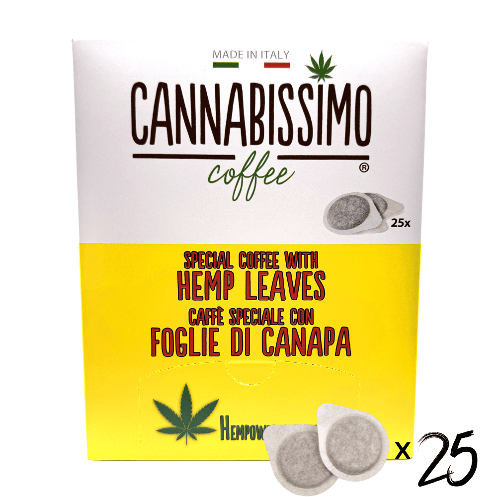 Café feuilles de chanvre Cannabissimo | Capsules, dosettes & café moulu italien