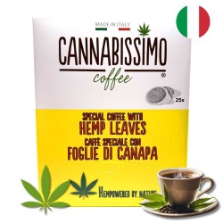 Café feuilles de chanvre Cannabissimo | Capsules, dosettes & café moulu italien