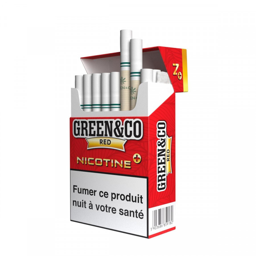 Cigarettes Green&Co Red Nicotine+ – CBD et nicotine naturelle