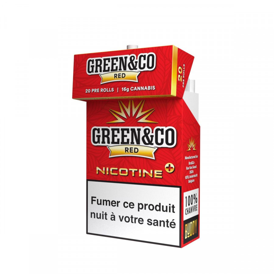 Cigarettes Green&Co Red Nicotine+ – CBD et nicotine naturelle