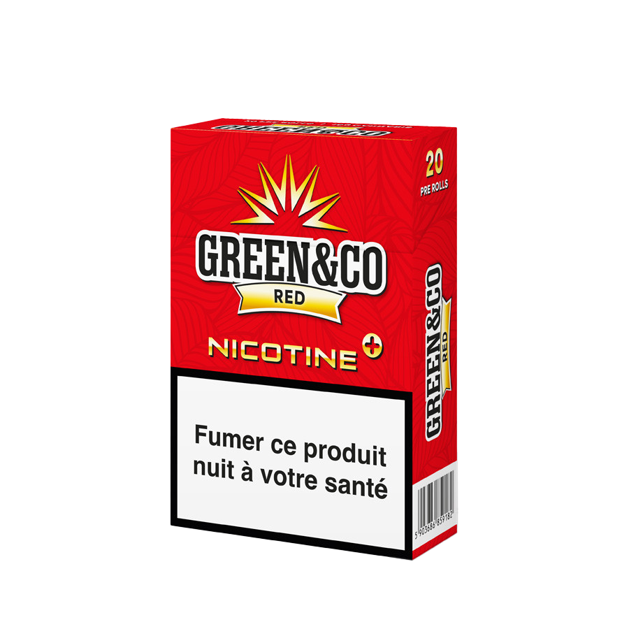 Cigarettes Green&Co Red Nicotine+ – CBD et nicotine naturelle