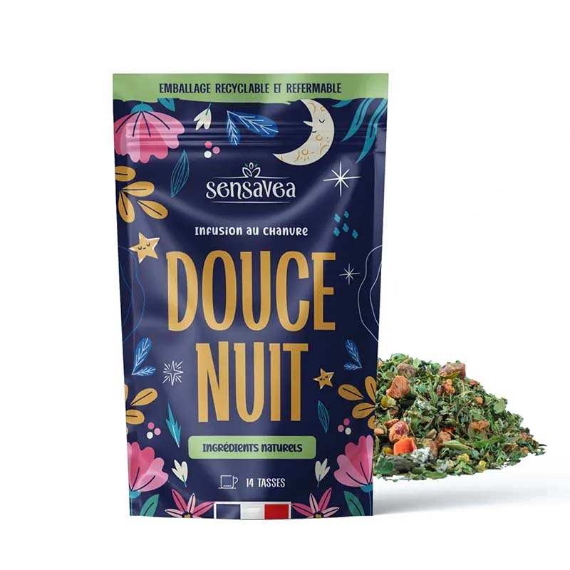 Tisane CBD Douce Nuit – Infusion bio relaxante pour un sommeil paisible