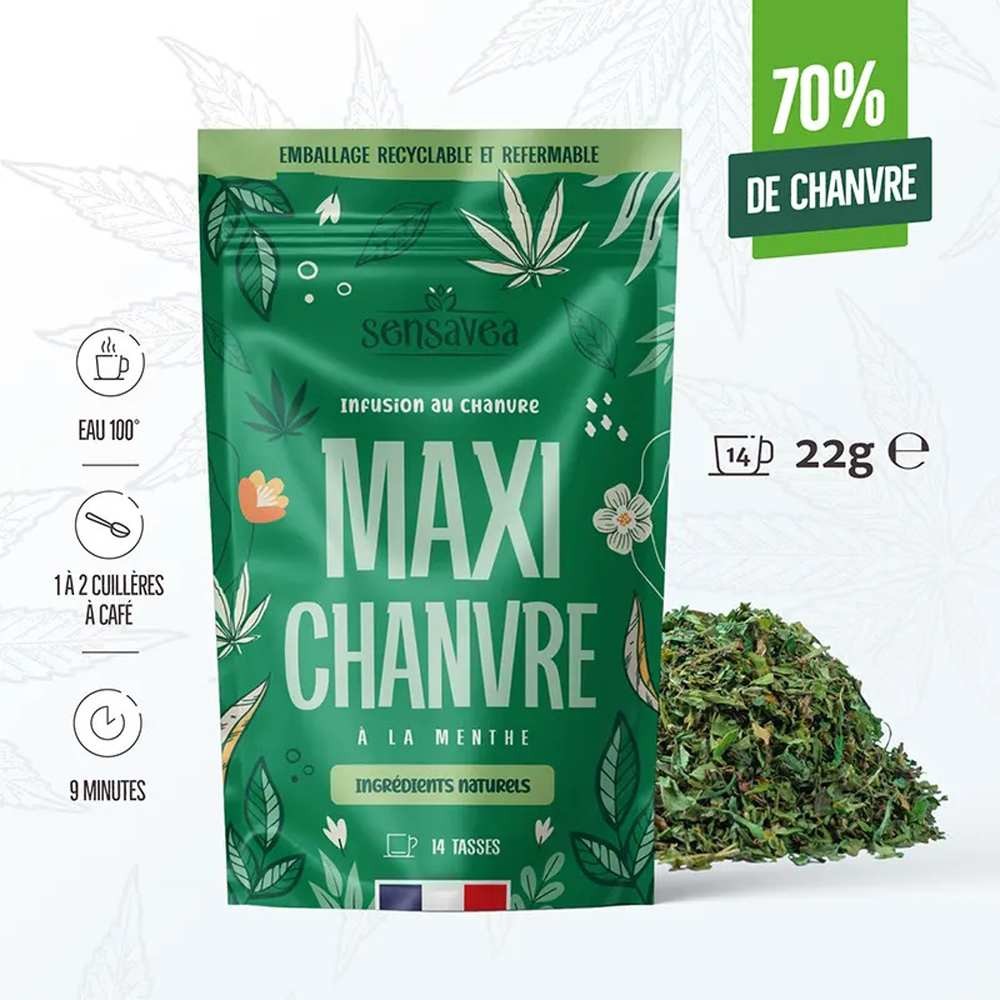 Infusion CBD chanvre menthe bio – Tisane relaxante SENSAVEA