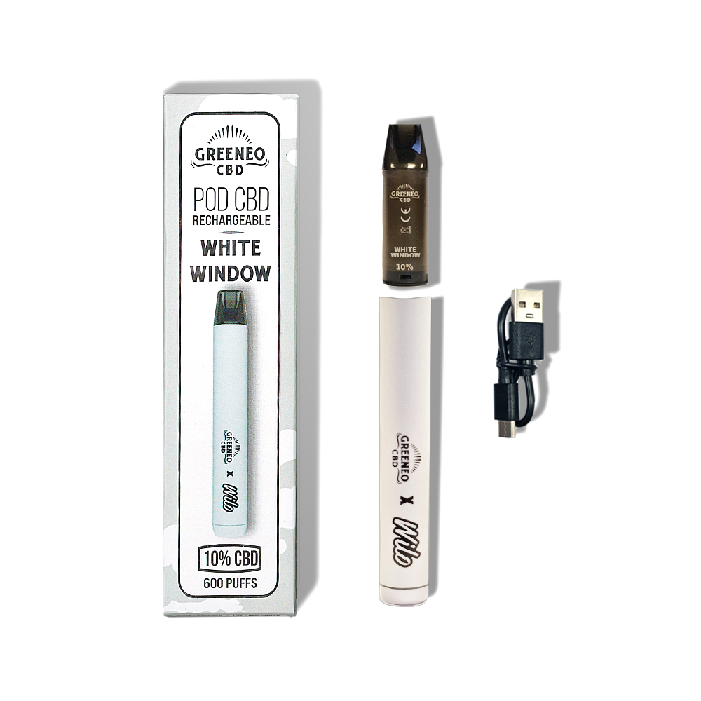 Vape pen CBD 10% White Window Greeneo – détente pure sans nicotine