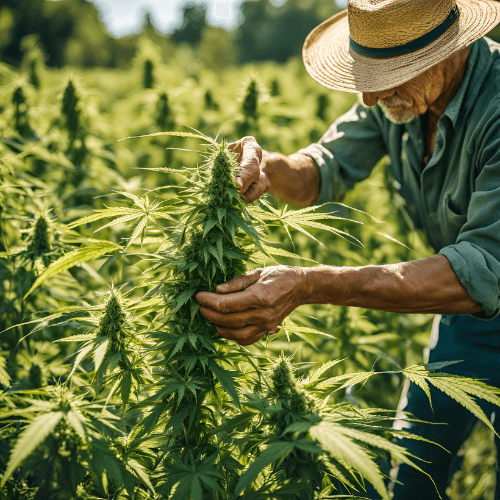 Image homme récoltant du CBD